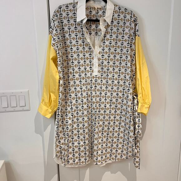 Maje Rocsi Horsebit Printed Long Sleeves Button Up Mini Shirt Dress Size XS - Picture 3 of 10